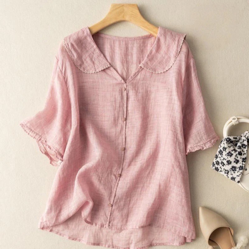 Mira™ - Vintage Blus med Knappar