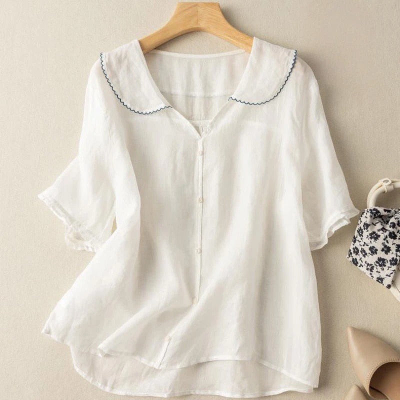 Mira™ - Vintage Blus med Knappar