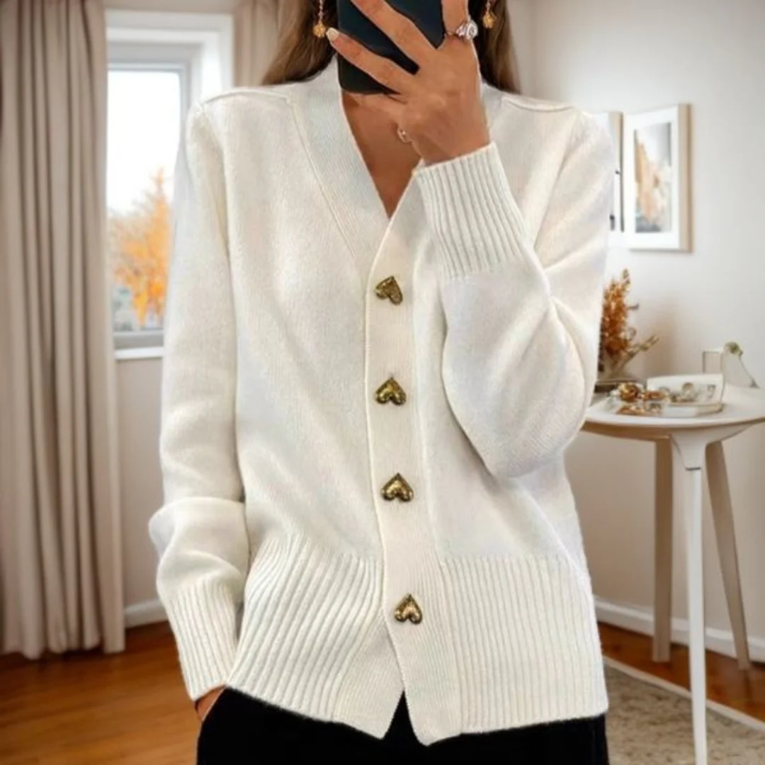 Mira™ - Elegant Hjärta Knappar Cardigan