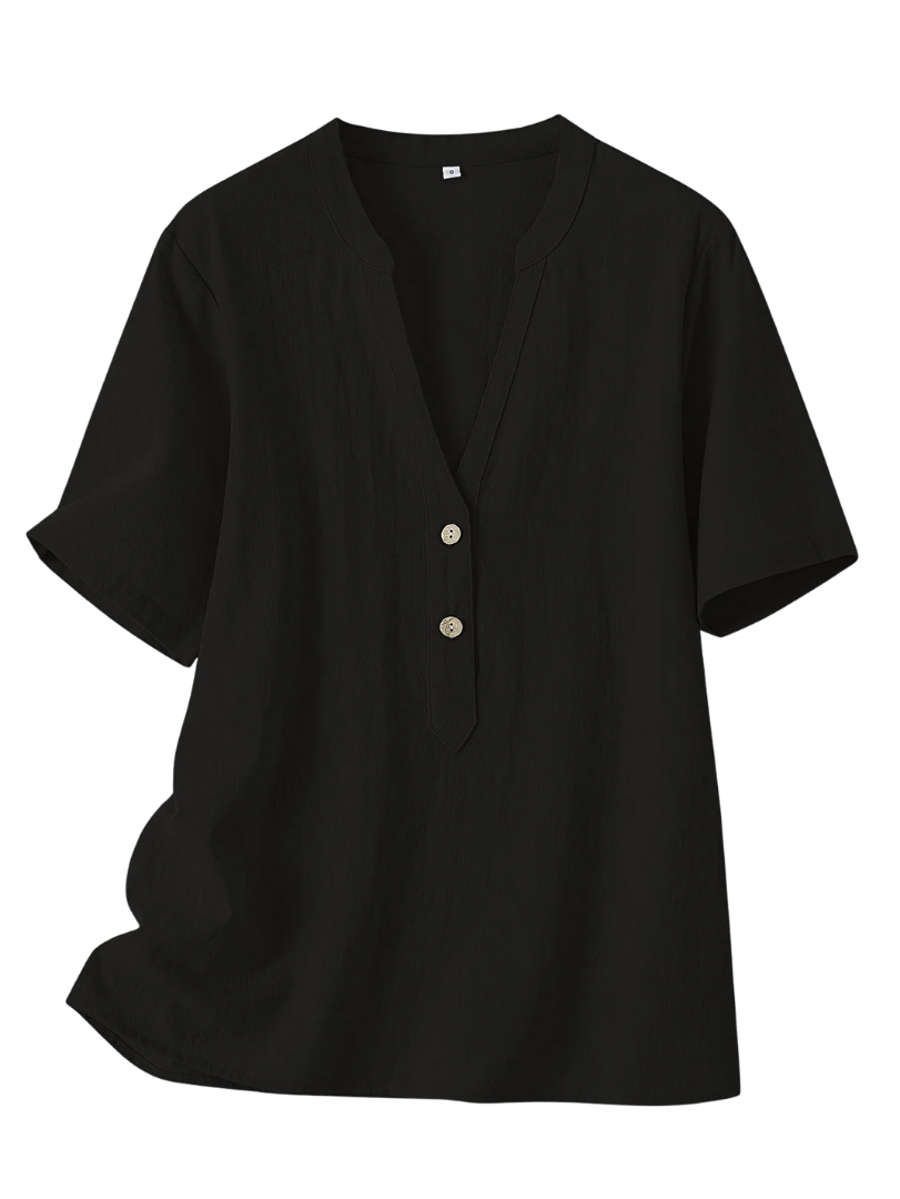 Mira™ - Elegant V-ringad Blus med Knäppning
