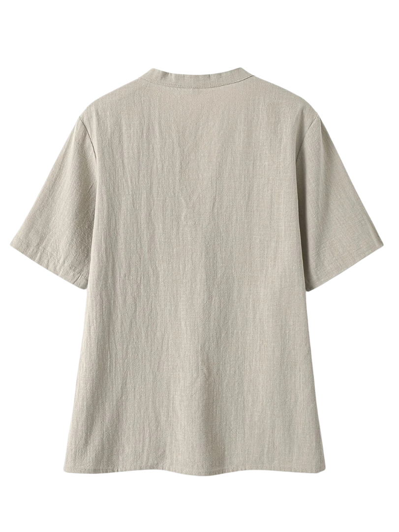 Mira™ - Elegant V-ringad Blus med Knäppning