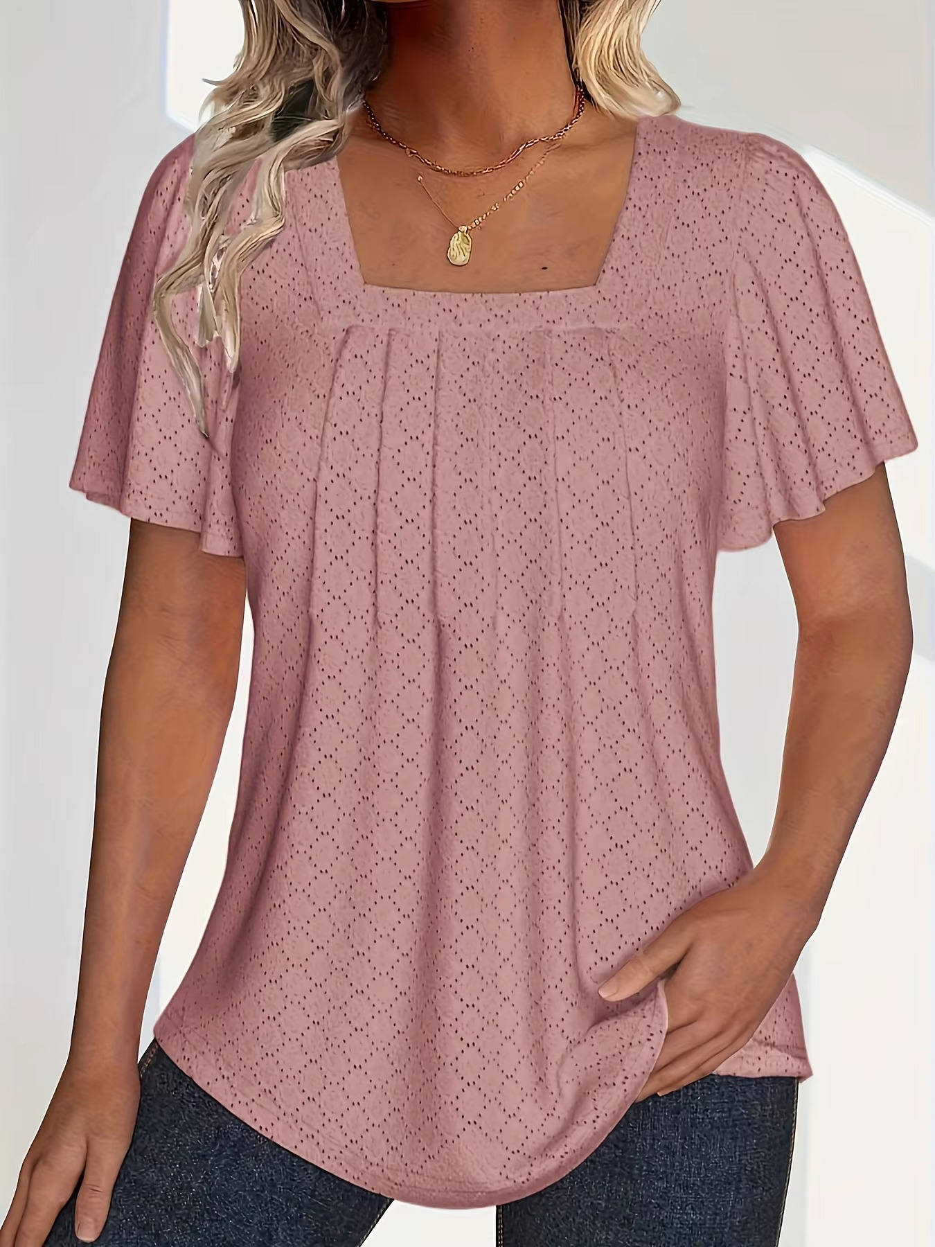 Mira™ | Mirelle – Blus med fyrkantig halsringning och textur
