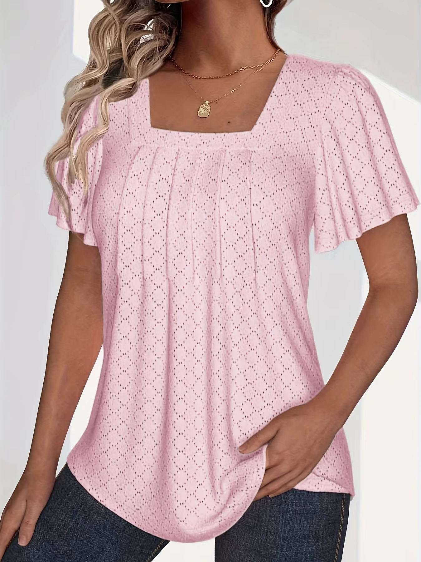 Mira™ | Mirelle – Blus med fyrkantig halsringning och textur