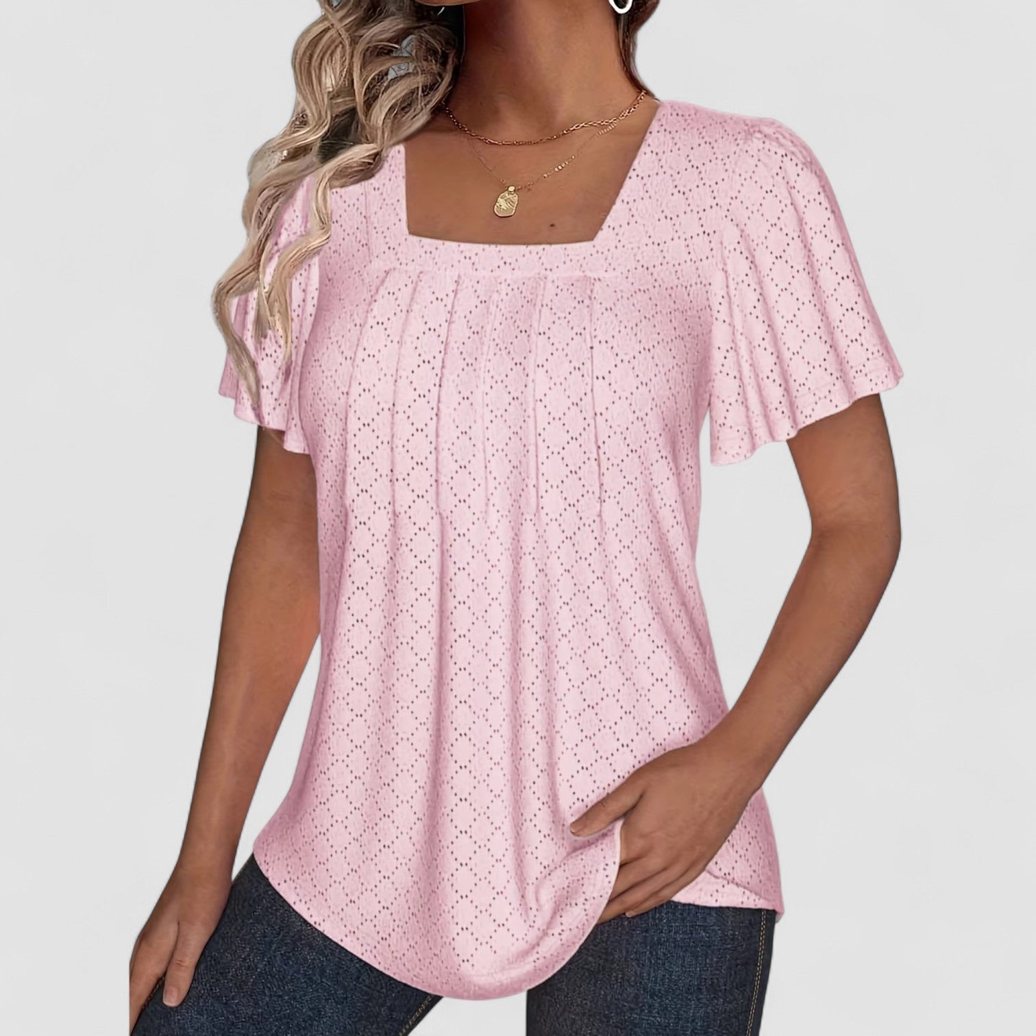 Mira™ | Mirelle – Blus med fyrkantig halsringning och textur