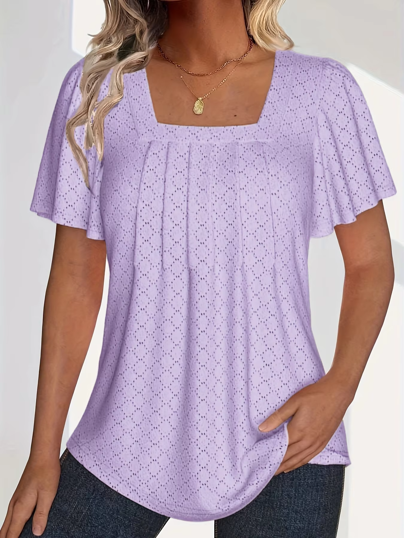 Mira™ | Mirelle – Blus med fyrkantig halsringning och textur