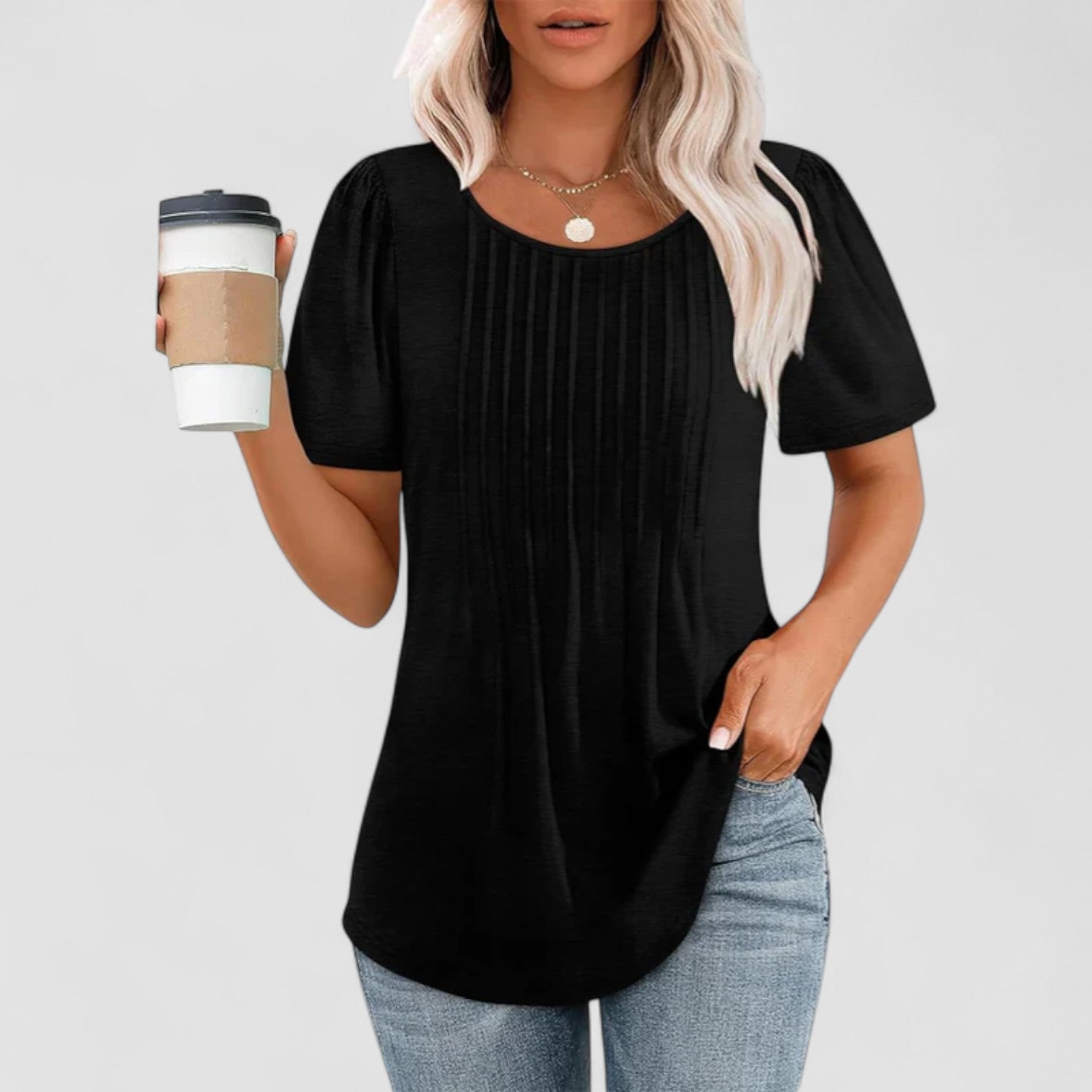 Mira™ | Linna – Långärmad blus i mjuk viskos